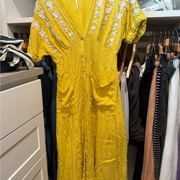 Free People Yellow Floral Midi Dress - Picture 2 of 4